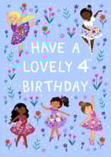 Pretty 4th Birthday Card - Ballerinas - For Her created by Pear Tree Press