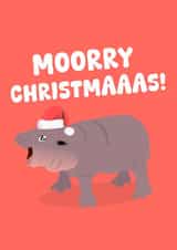 Funny Christmas Card - Moo Deng - Baby Hippo - Mooray Christmas! created by PopDogShop