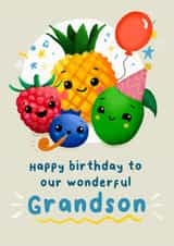 Cute Birthday Card - For Grandson - Dancing Fruit created by Dolli Does Design