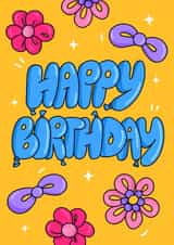 Cute Birthday Card - Balloon Letters - Flowers created by Daria Radzhabova