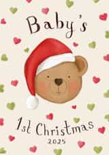 Cute Christmas Card - Baby’s 1st Christmas 2025 - Bear created by Love Lucy Illustration