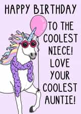 Cute Birthday Card - For Niece - Cool Unicorn created by OhJaye