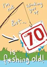 Funny Birthday Card - 70th – Fishing created by Blueberry Magpie Cards