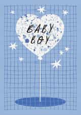 Cute New Baby Card - Baby Boy - Heart Balloon created by Aimee Mac Illustration
