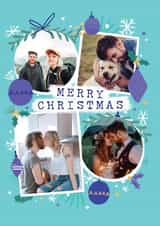 Personalised Christmas Photo Card created by Little Mono - Classic Christmas Card - Baubles