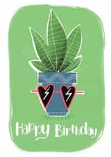 Cute Birthday Card - House Plant - Sunglasses created by Lucky Fox