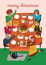Cute Christmas Card - Family Dinner Scene created by AbiGoLucky