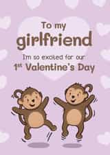 Cute Valentine's Card - For Girlfriend - Monkeys created by Bev O'Connor || @oconnordesign