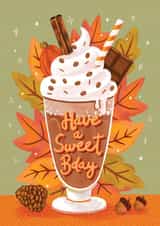 Cute Birthday Card - Hot Chocolate - Autumn Vibes created by Aniet Illustration