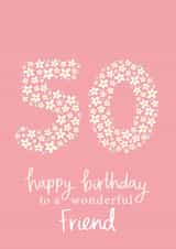 Pretty 50th Birthday Card - For a Wonderful Friend - Flowers created by Fliss Muir