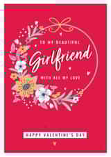 Classic Valentine's Day Card - For Girlfriend - Floral Wreath created by Dalia Clark Design