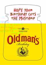 Amusing birthday card for men, dads and friends. Jar of mustard themed. created by Leo