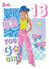 Barbie 13th Birthday Card – Retro You Go Girl Design for Teens created by Danilo