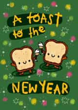 Cute New Year Card - Toast created by The Playful Indian