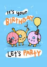 Cute Birthday Card - Let's Party - Party Rings created by The Playful Indian