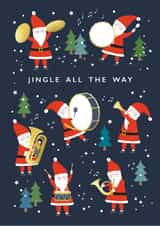 Cute Christmas Card - Santa Band - Jingle All The Way created by Klara Hawkins