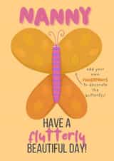 Cute Birthday Card - For Nanny - Fingerprint Butterfly Decoration created by Sian Moore Illustration