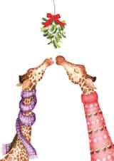 Cute kissing giraffes Christmas card created by LeopardyNonsense