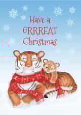 Cute mum and baby tiger Christmas card created by LeopardyNonsense