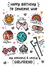 Cute Birthday Card - For Girlfriend - Illustrations created by Lyndsay Moon