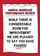Funny Anniversary Card - Annual Marriage Review - Passed created by Gem Draws Stuff