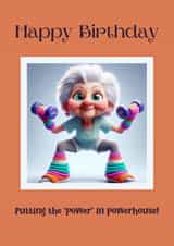 Cute, funny birthday card - gym and fitness - for her, mum, friend created by NoseArt Designs