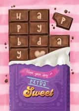 Fun Birthday Card - Sweet Birthday - Chocolate Bar created by Aniet Illustration