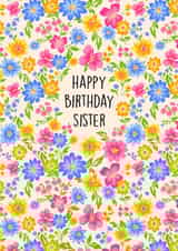 Pretty Birthday Card - For Sister - Flowers created by Poppy & Mabel 