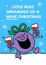 Cute Christmas Card - Little Miss Dreaming Of A Wine Christmas - Mr. Men created by Mr. Men