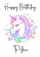 Elegant unicorn birthday card created by Rachel Elizabeth Designs