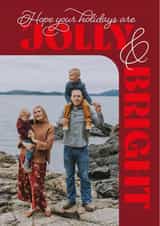 Personalised Christmas Photo Card created by Owl and Toad - Classic Christmas Card - Modern Typography - Jolly And Bright