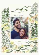 Personalised Christmas Photo Card created by Vivian Yiwing - Arty Christmas Card - All Of Us - Evergreen Mountains