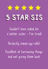 Funny Birthday Card - For Sister - Star Rating created by Sunny side Studios