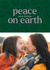 Personalised Christmas Photo Card created by Shari Margolin Design - Cute Christmas Card - Peace On Earth - Smiley Faces