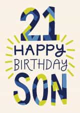 Classic Birthday Card - 21st - Son created by Christine Cuddihy Illustration