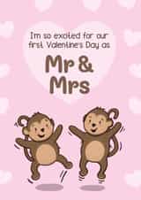 Cute Valentine's Card - 1st - Mr And Mrs - Monkeys created by Bev O'Connor || @oconnordesign
