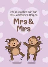 Cute Valentine's Card - 1st - Mrs And Mrs - Monkeys created by Bev O'Connor || @oconnordesign