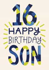 Classic Birthday Card - 16th - Son created by Christine Cuddihy Illustration