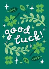 Good Luck! Cute 4 leaf clover card! For Exams, New Job, Leaving, Driving Test created by Josie Gledhill