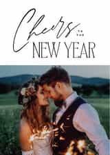 Personalised New Year Photo Card created by Owl and Toad - Classic New Year Card - Minimal Typography - Cheers