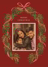Personalised Christmas Photo Card created by Vivian Yiwing - Classic Christmas Card - Festive Bow Garland