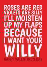 Rude Valentine's Card - For Him - I Want Your Willy created by @Cupsie's Creations