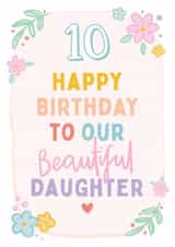 Cute 10th Birthday Card - For Daughter - Flowers created by Macie Dot Doodles