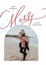 Personalised Christmas Photo Card created by Owl and Toad - Classic Christmas Card - Modern Typography - Arched Photo Frame