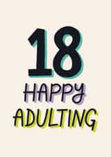 Funny Birthday Card - 18th - Happy Adulting created by Christine Cuddihy Illustration