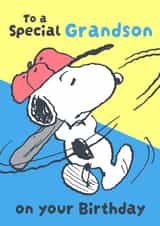 Special Grandson Birthday Card – Snoopy Baseball Fun created by Danilo