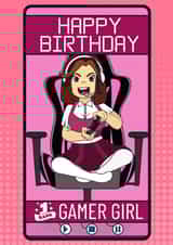 Cute Birthday Card - For Her - Gamer Girl created by Designs By Andy