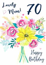 Classic 70th Birthday Card - For Mum - Flowers created by Katie Phythian Design