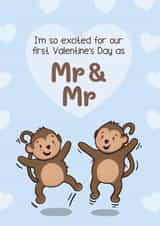 Cute Valentine's Day Card - 1st - Mr And Mr - Monkeys created by Bev O'Connor || @oconnordesign
