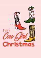 Cowboy / cowgirl themed Christmas Card - cowgirl boots - merry Christmas created by Insight Designs